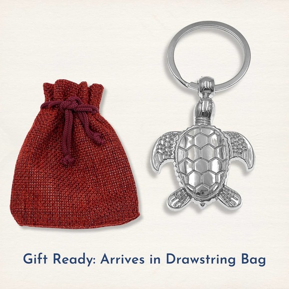 Evenchae Sea Turtle Pendant Keychain - 3”L, Silver - Arrives in Gift Bag - Picture 2 of 9